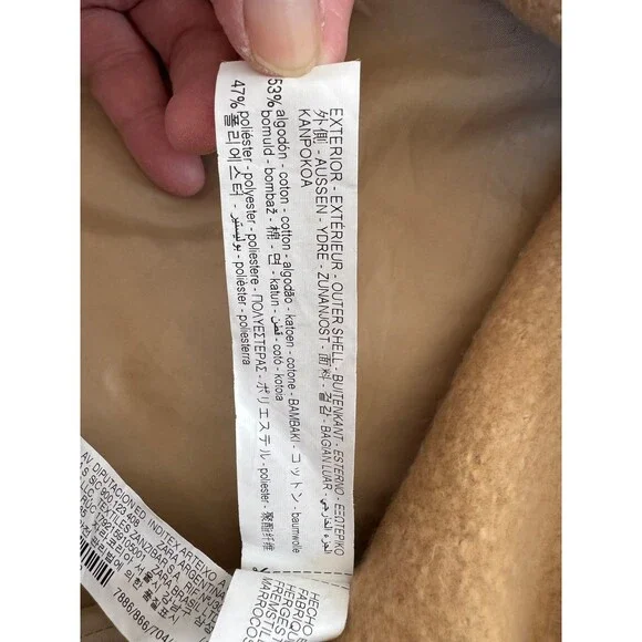 Zara Basic Women's Camel Wool Blend Double-Breasted Coat, size small - Picture 6 of 11